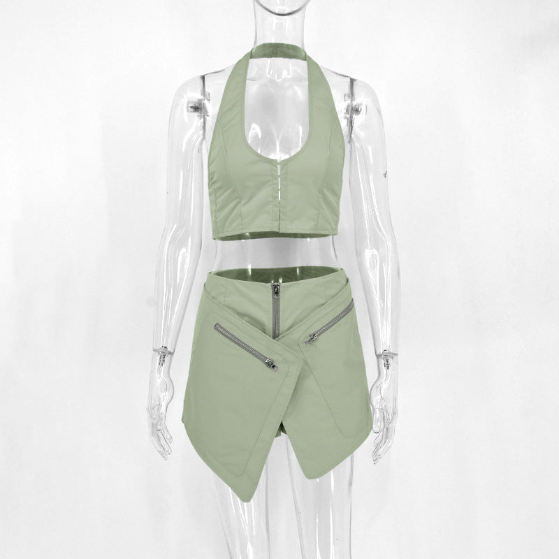 Dame Sportig Set med modernt Crop-Top och asymmetrisk kjol Mirla-Eva Jonsson