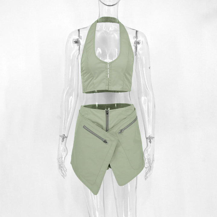 Dame Sportig Set med modernt Crop-Top och asymmetrisk kjol Mirla-Eva Jonsson