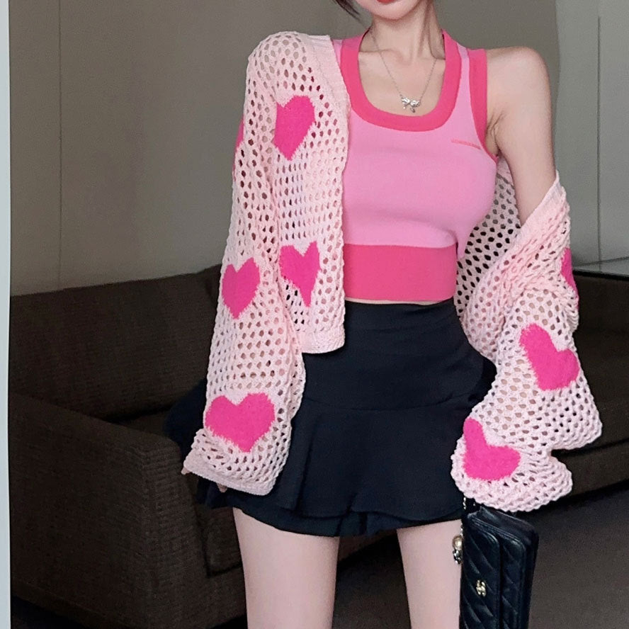 Dame Sportigt Crop-Top med fin Stickad cardigan Eva Jonsson-Eva Jonsson