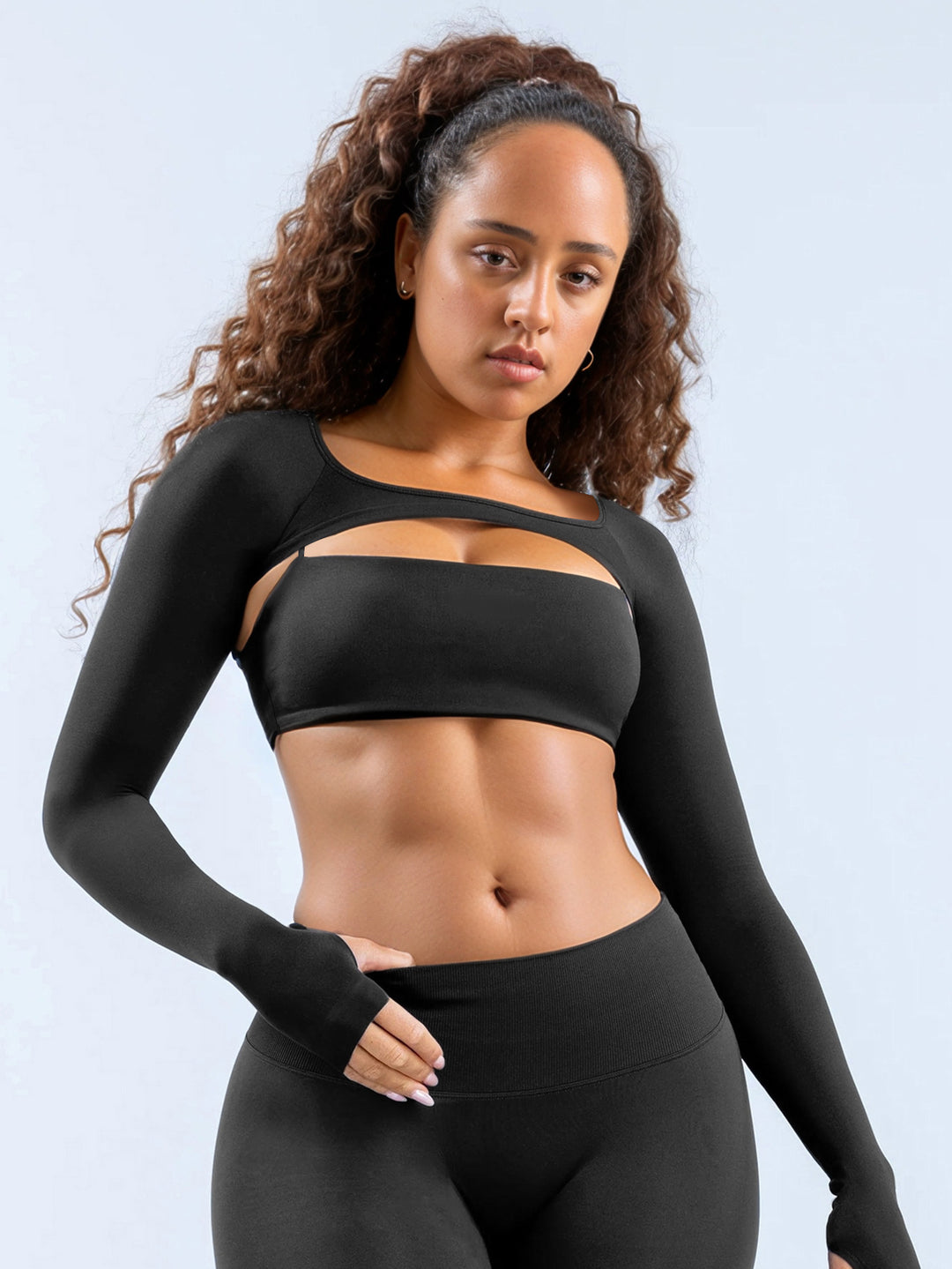 Dame Sportigt Långärmad Crop-Top med skuren design Mirla-Eva Jonsson