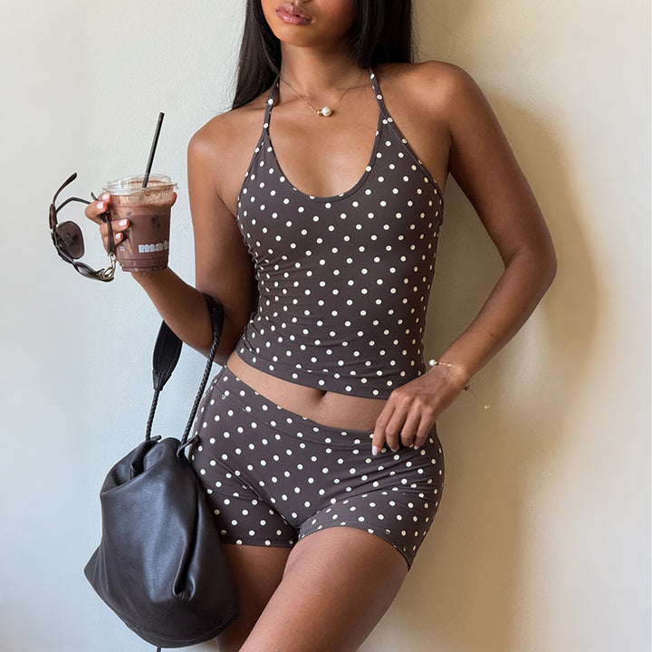 Dame Sportigt Polka-Dots Topp och Shorts Set Mirla-Eva Jonsson