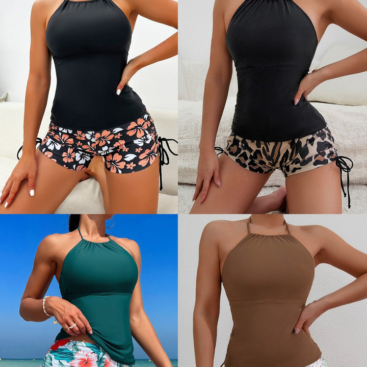 Dame Sporttop med justerbar nackrem och blommönster Shorts Mirla-Eva Jonsson