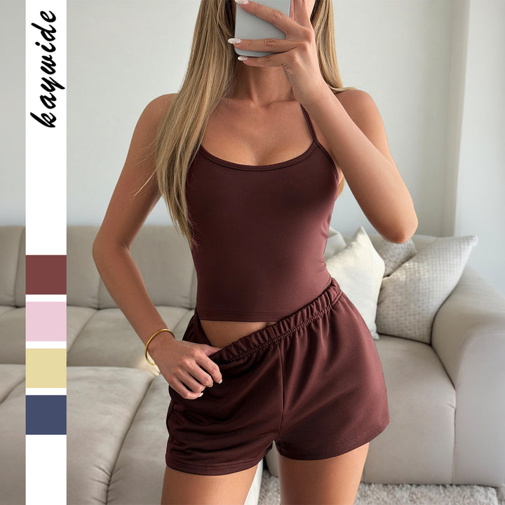 Dame Sporty Two-Piece Set with bandeau top and elastic shorts Mirla-Eva Jonsson