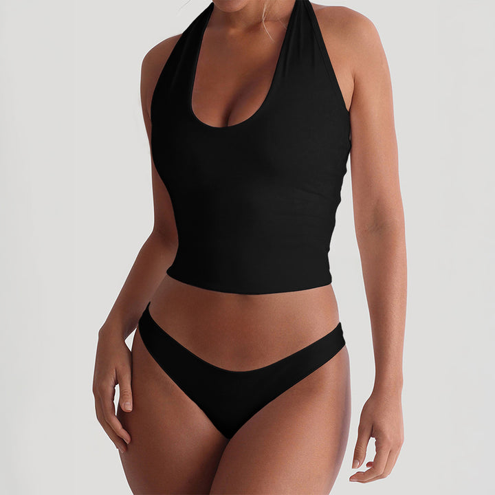 Dame Sporty swimsuit in crop-top style with deep V-neck Mirla-Eva Jonsson