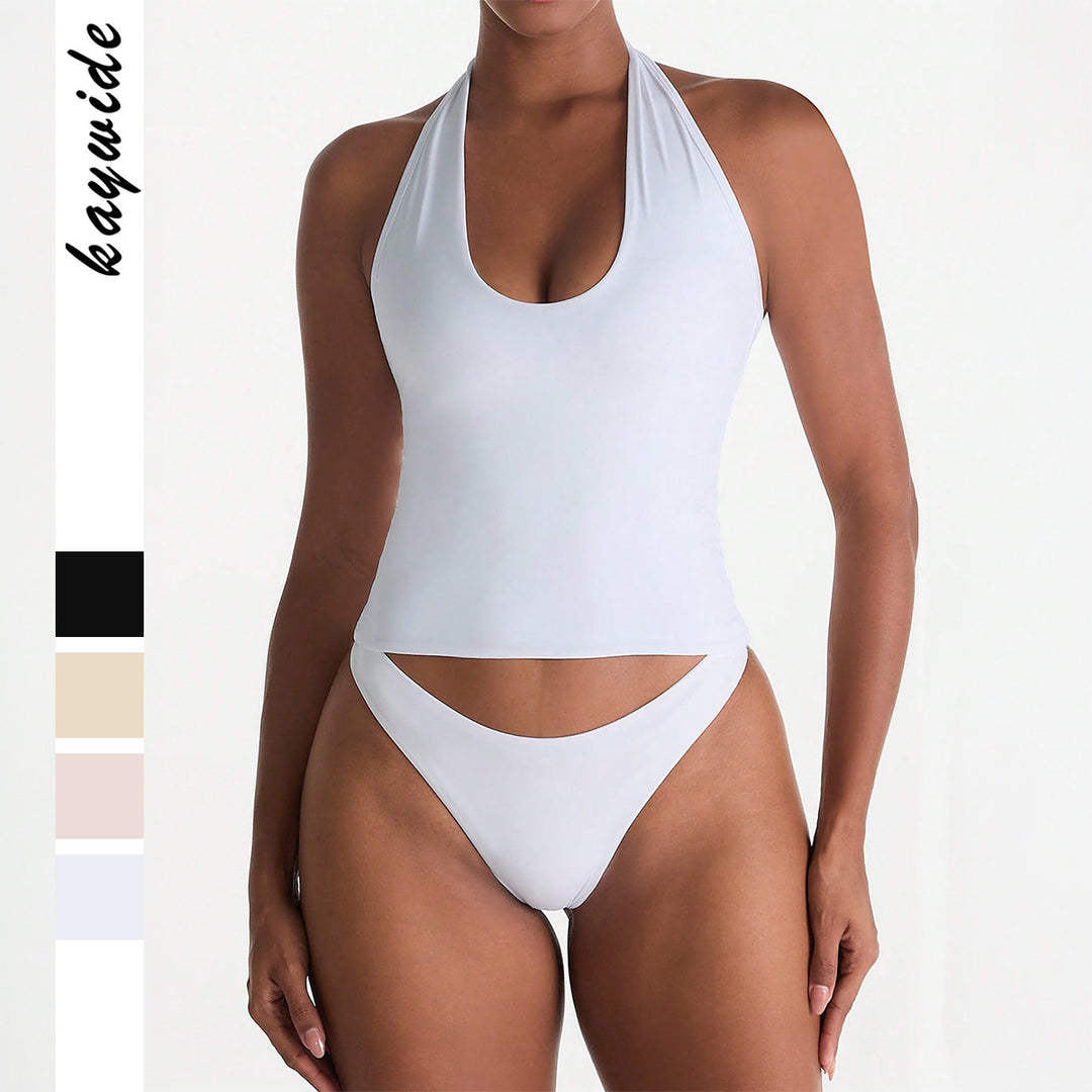 Dame Sporty swimsuit in crop-top style with deep V-neck Mirla-Eva Jonsson