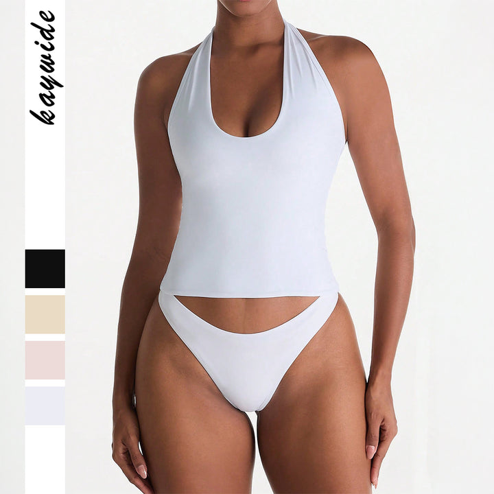Dame Sporty swimsuit in crop-top style with deep V-neck Mirla-Eva Jonsson