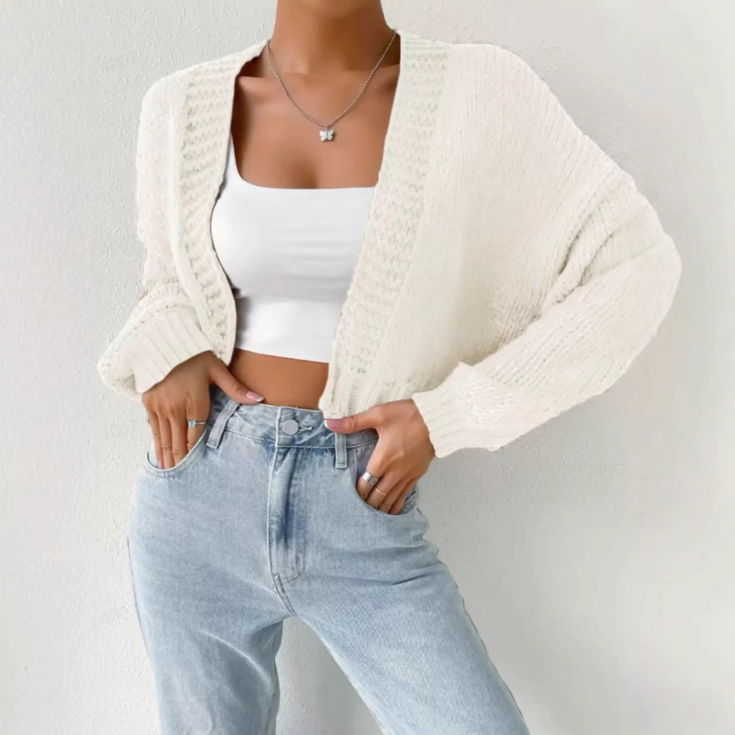 Dame Strukturerad Stickad Cardigan med Avslappnad Passform Eva Jonsson-Eva Jonsson
