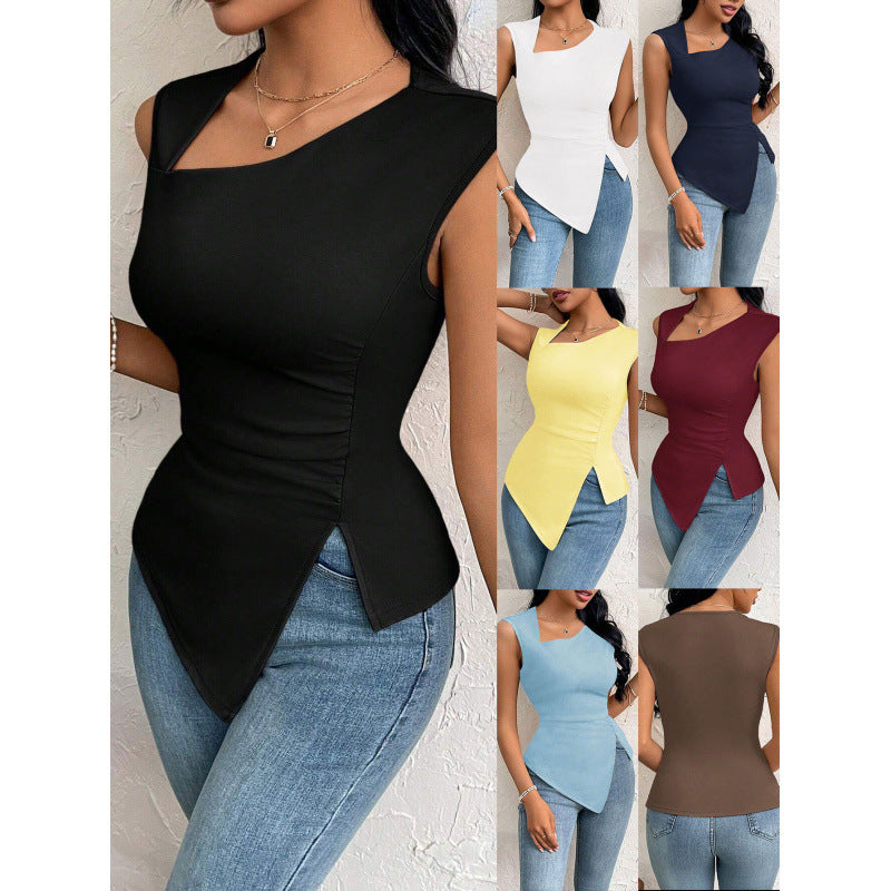 Dame Stylish top with asymmetrical hem and figure-hugging design Mirla-Eva Jonsson