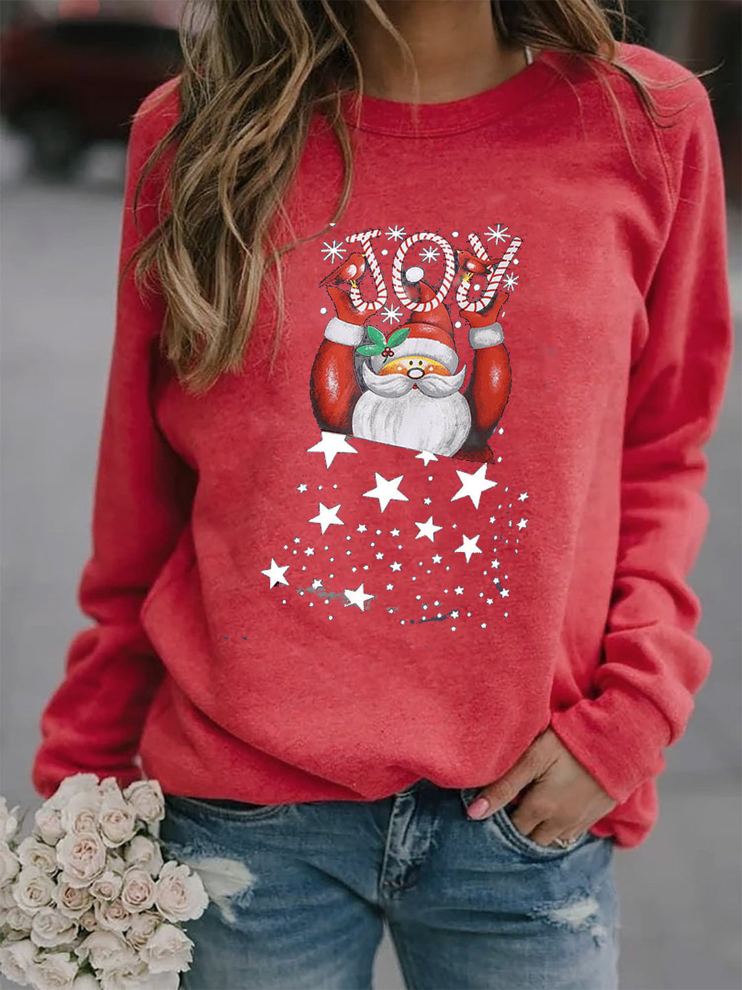 Dame Sweatshirt med festligt juls motiv Mirla-Eva Jonsson