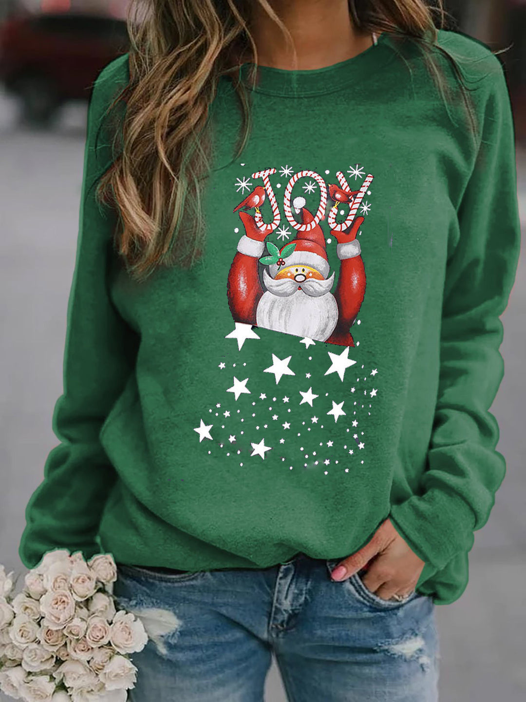 Dame Sweatshirt med festligt juls motiv Mirla-Eva Jonsson