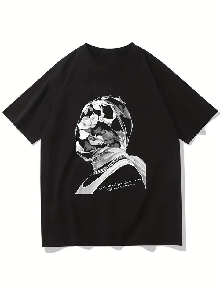 Dame T-Shirt med konstnärligt blommotiv och avslappnad passform Mirla-Eva Jonsson