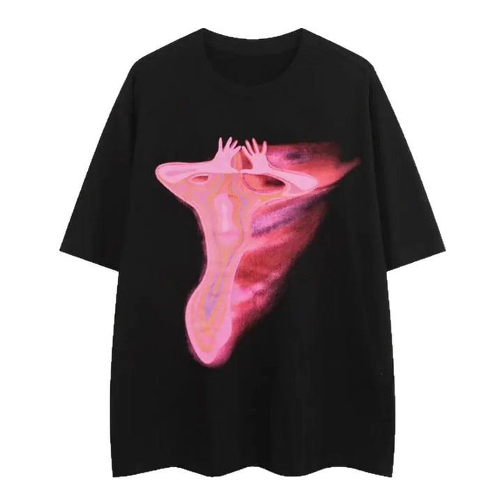 Dame T-Shirt med konstnärligt blommotiv och avslappnad passform Mirla-Eva Jonsson