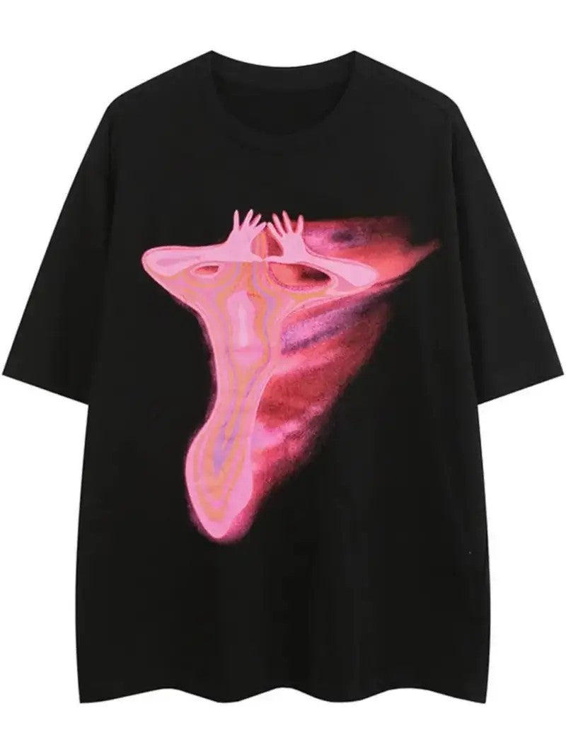 Dame T-Shirt med konstnärligt blommotiv och avslappnad passform Mirla-Eva Jonsson