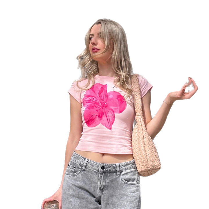 Dame T-shirt med blommigt tryck Mirla-Eva Jonsson