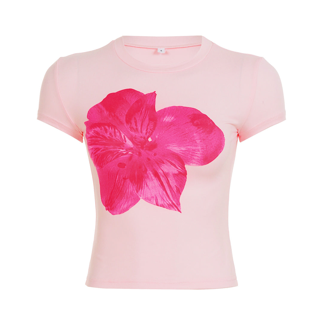 Dame T-shirt med blommigt tryck Mirla-Eva Jonsson