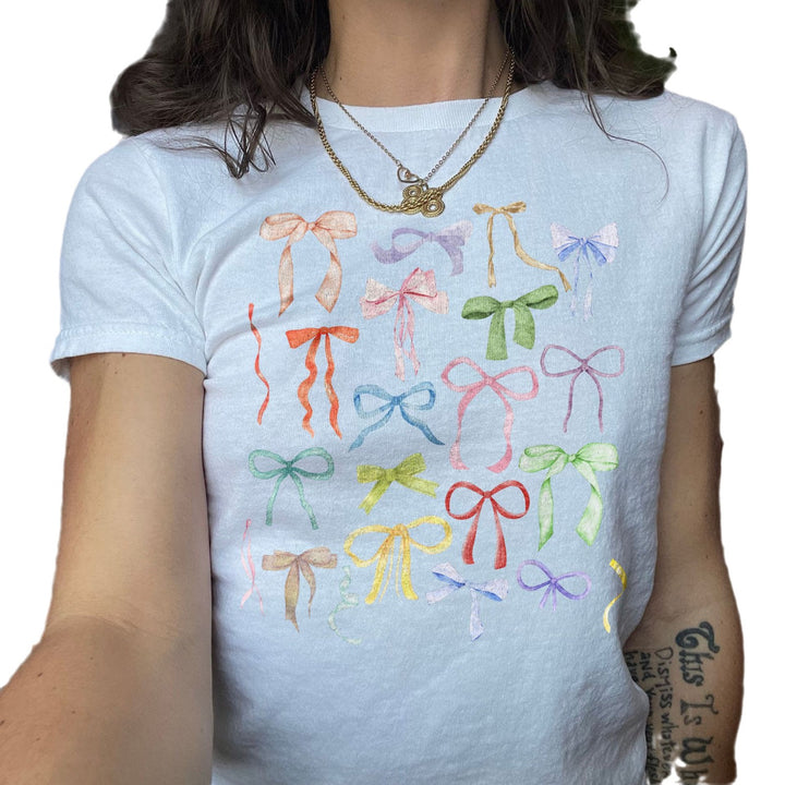 Dame T-shirt med fluffig rosettmotiv Mirla-Eva Jonsson