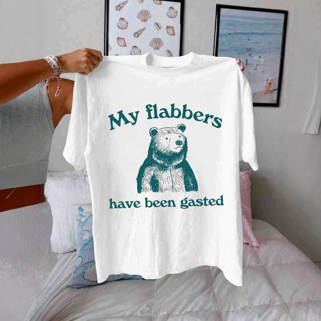 Dame T-shirt med humoristisk björnmotiv och inspirerande text Mirla-Eva Jonsson