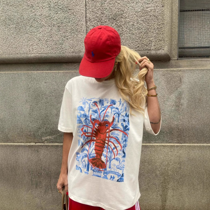 Dame T-shirt med konstnärligt motiv i vintage-stil Mirla-Eva Jonsson