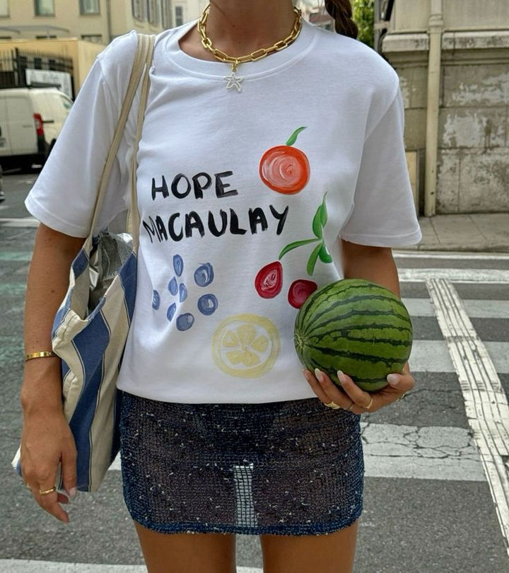 Dame T-shirt med konstnärligt motiv i vintage-stil Mirla-Eva Jonsson