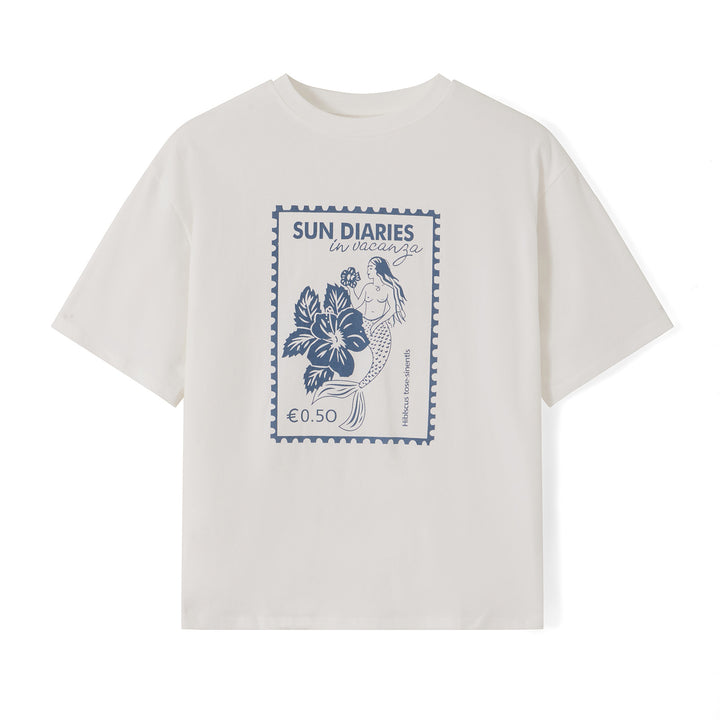 Dame T-shirt med konstnärligt motiv i vintage-stil Mirla-Eva Jonsson