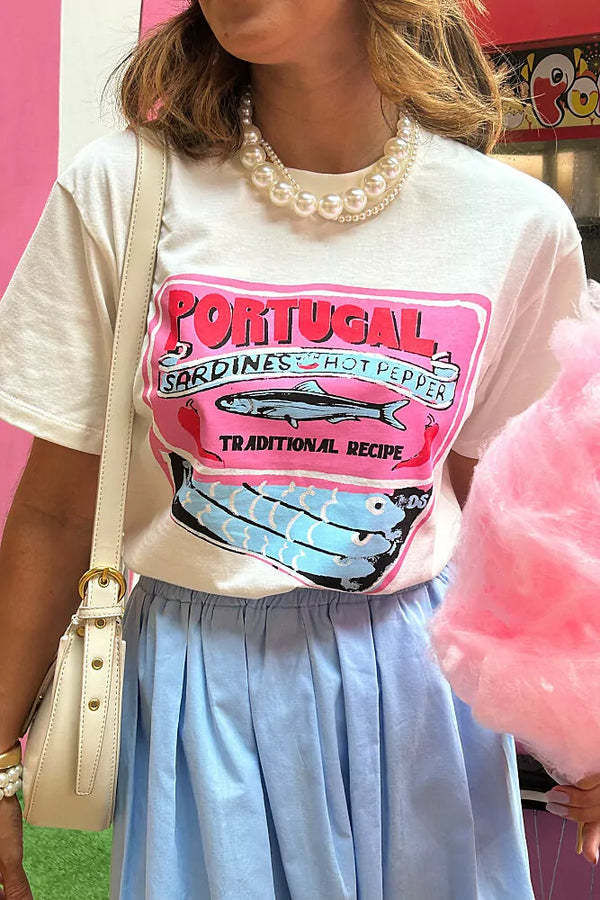 Dame T-shirt med konstnärligt motiv i vintage-stil Mirla-Eva Jonsson