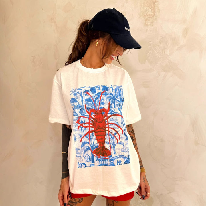 Dame T-shirt med konstnärligt motiv i vintage-stil Mirla-Eva Jonsson