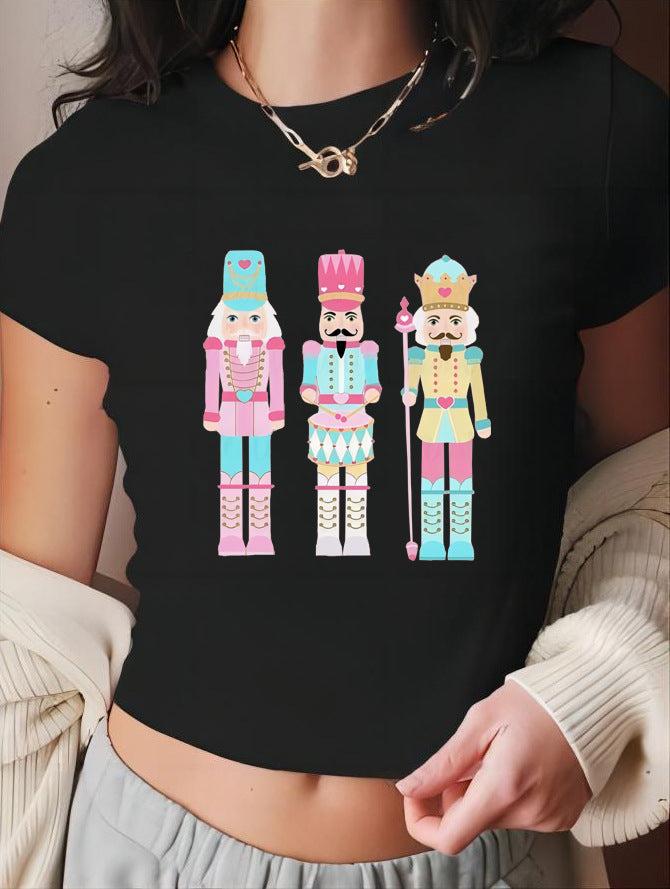 Dame T-shirt med konstnärligt uttalandetryck och figurnära passform Mirla-Eva Jonsson