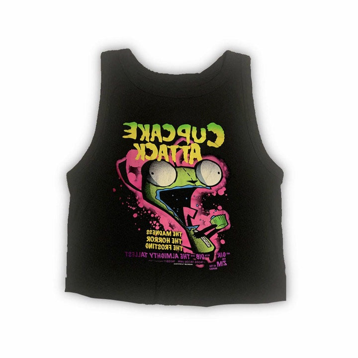 Dame T-shirt med kreativ cupcake-motiv och modern tryck Mirla-Eva Jonsson