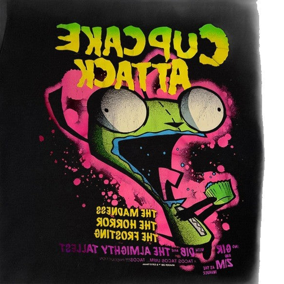 Dame T-shirt med kreativ cupcake-motiv och modern tryck Mirla-Eva Jonsson