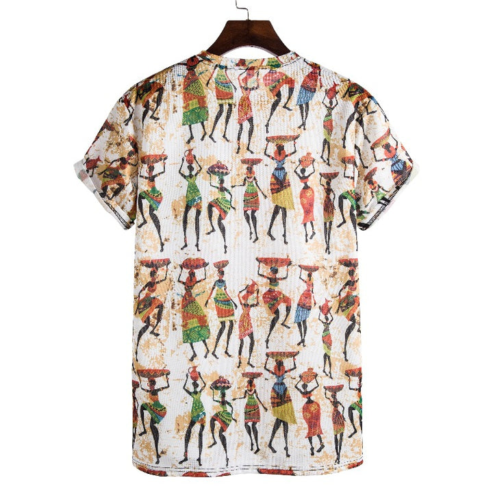 Dame T-shirt med kreativ, etnisk tryck Mirla-Eva Jonsson