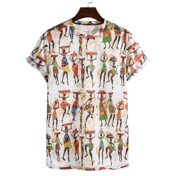 Dame T-shirt med kreativ, etnisk tryck Mirla-Eva Jonsson