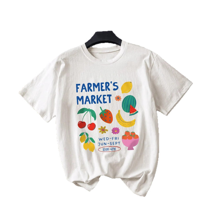 Dame T-shirt med kreativ fruktdesign Mirla-Eva Jonsson