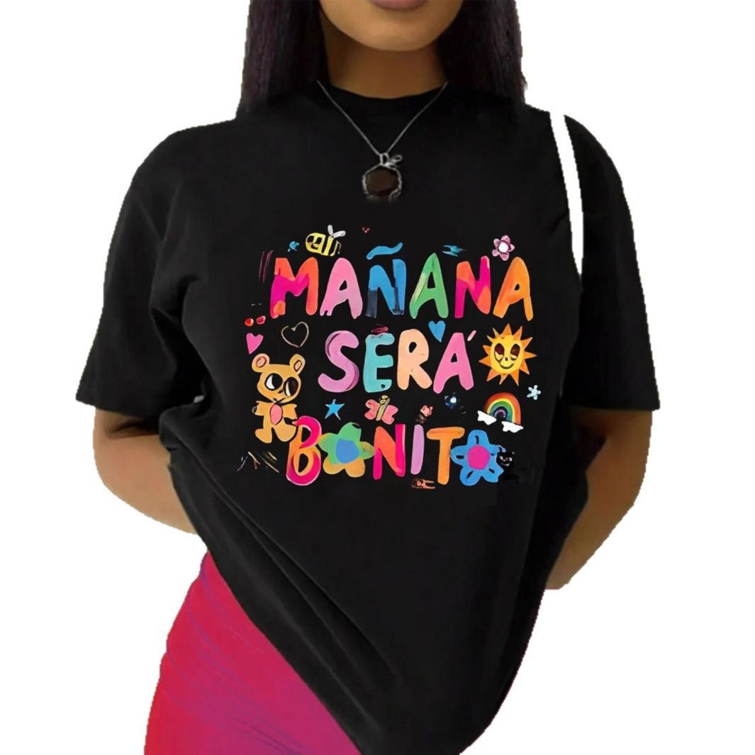 Dame T-shirt med kreativ grafisk design och inspirerande citat Mirla-Eva Jonsson