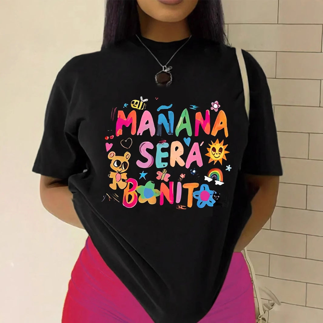 Dame T-shirt med kreativ grafisk design och inspirerande citat Mirla-Eva Jonsson