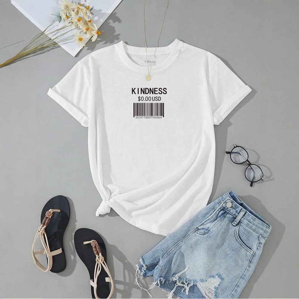 Dame T-shirt med kreativt streckkoddesign Mirla-Eva Jonsson