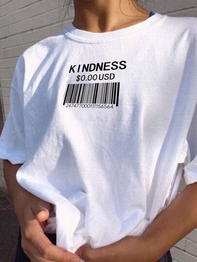 Dame T-shirt med kreativt streckkoddesign Mirla-Eva Jonsson