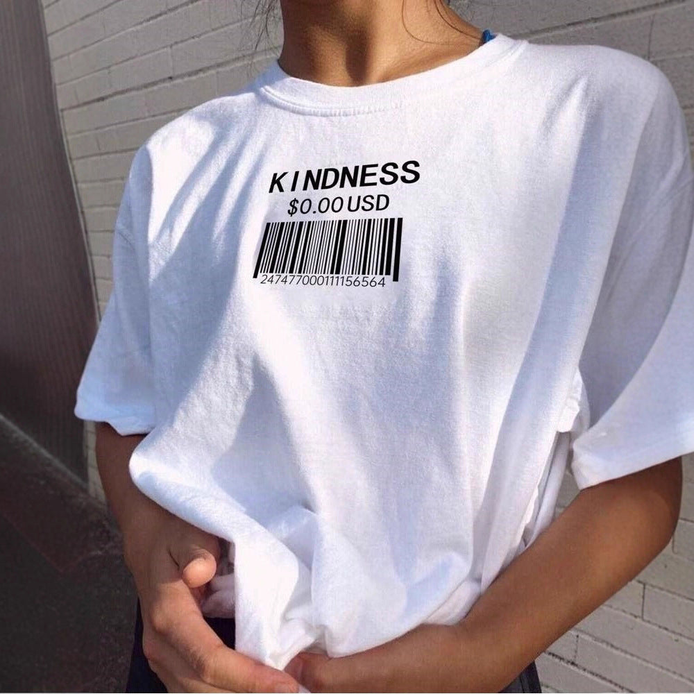 Dame T-shirt med kreativt streckkoddesign Mirla-Eva Jonsson