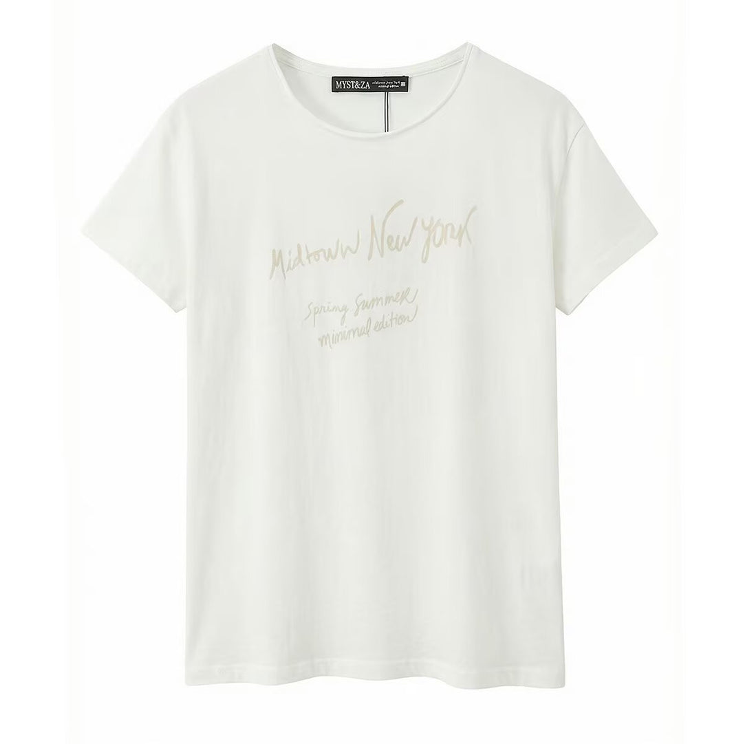 Dame T-shirt med minimalistisk design och exklusiv tryck Mirla-Eva Jonsson