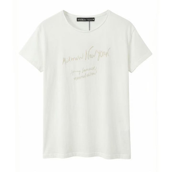 Dame T-shirt med minimalistisk design och exklusiv tryck Mirla-Eva Jonsson