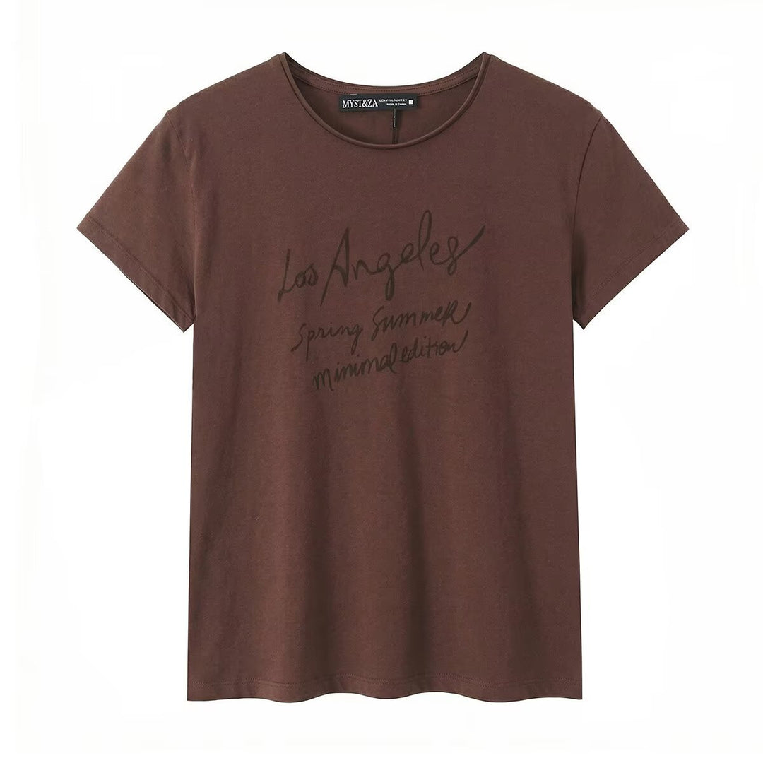 Dame T-shirt med minimalistisk design och exklusiv tryck Mirla-Eva Jonsson