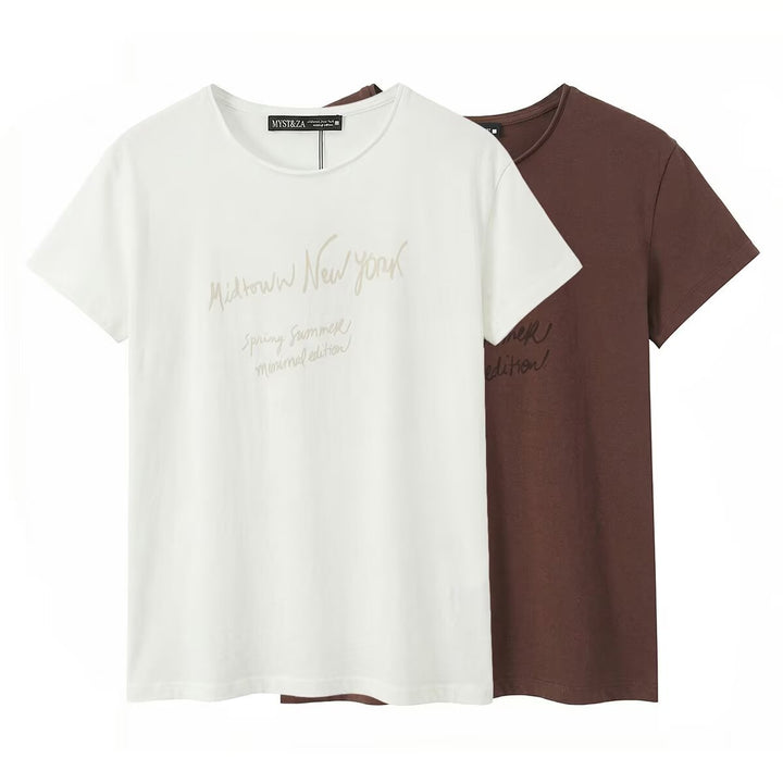 Dame T-shirt med minimalistisk design och exklusiv tryck Mirla-Eva Jonsson