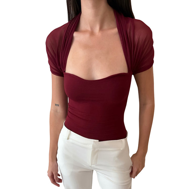 Dame Tailored Bustier Top with Transparent Sleeves Mirla-Eva Jonsson