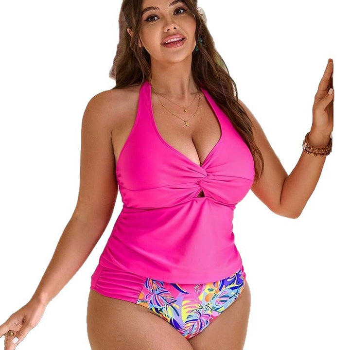 Dame Tankini med blommigt design och i trendig vikstil Mirla-Eva Jonsson