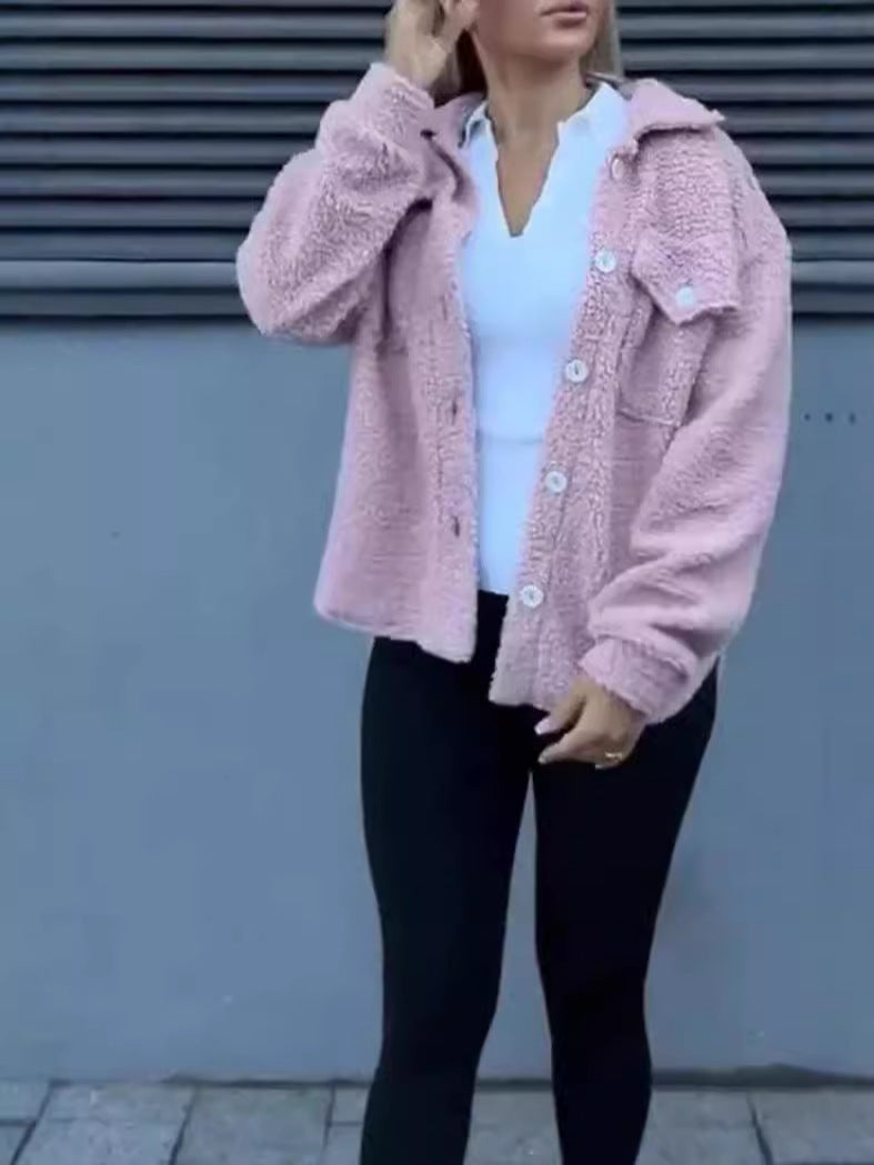 Dame Teddyjacka med modiga fickor och knappstängning Eva Jonsson-Eva Jonsson