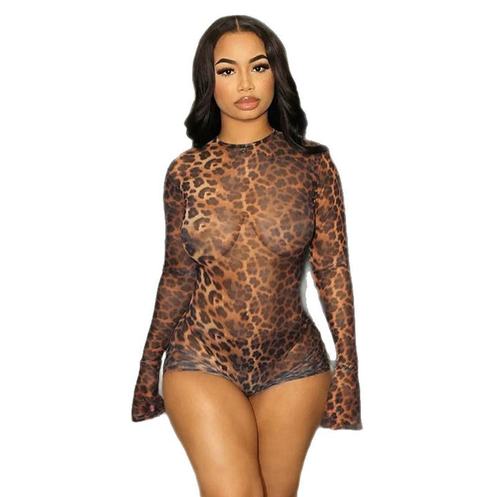 Dame Transparent Body med leopardmönster Mirla-Eva Jonsson