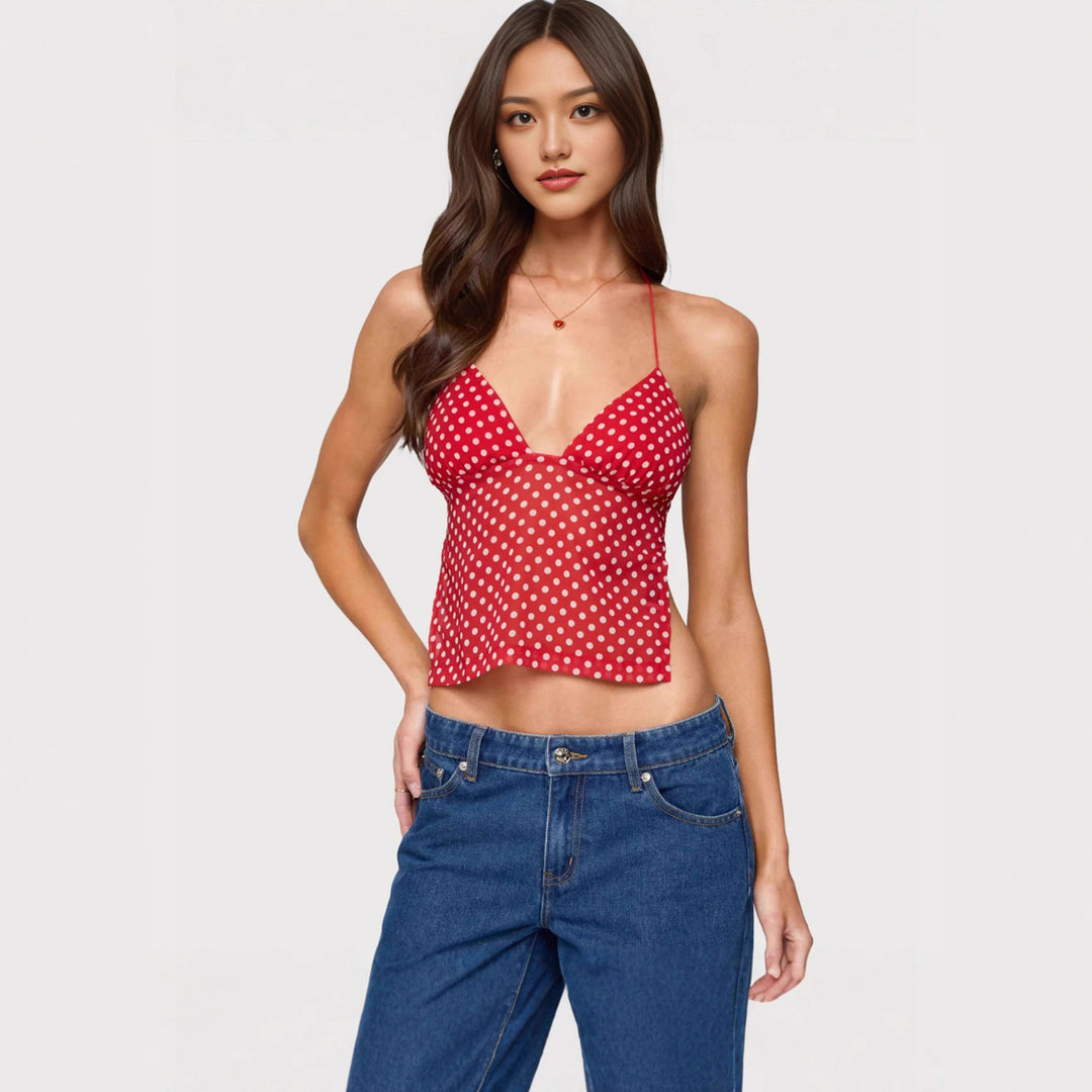 Dame Transparent blouse with polka dot pattern and stretched straps Mirla-Eva Jonsson