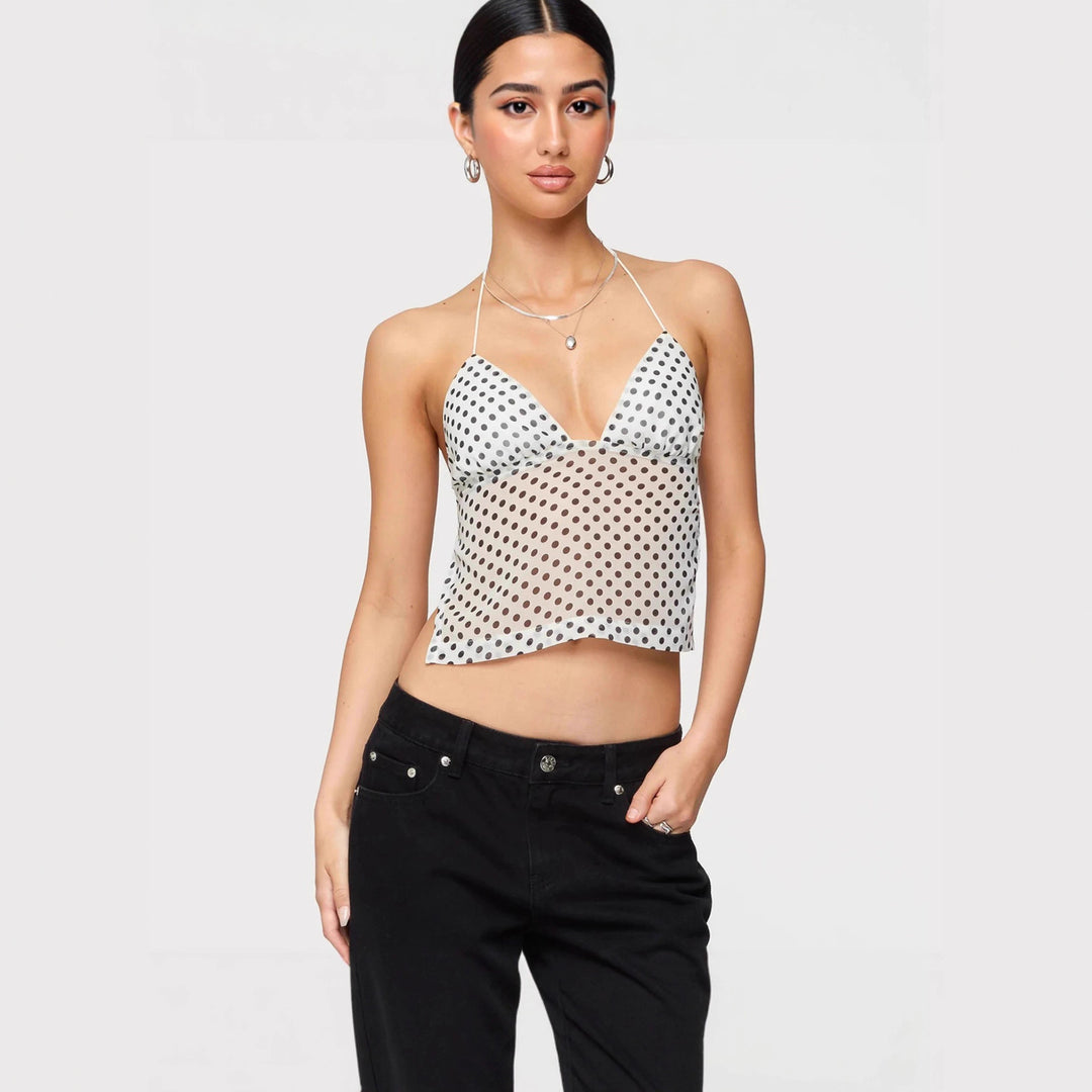 Dame Transparent blouse with polka dot pattern and stretched straps Mirla-Eva Jonsson