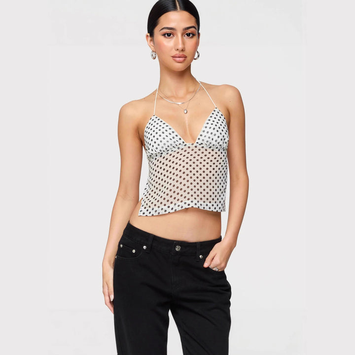 Dame Transparent blouse with polka dot pattern and stretched straps Mirla-Eva Jonsson