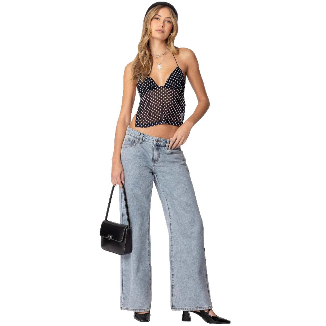 Dame Transparent blouse with polka dot pattern and stretched straps Mirla-Eva Jonsson