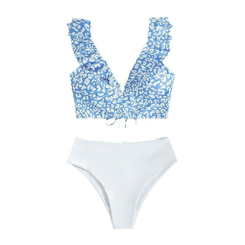 Dame Triangel-Bikini-Set med volanger och raffinerat djurmönster Mirla-Eva Jonsson